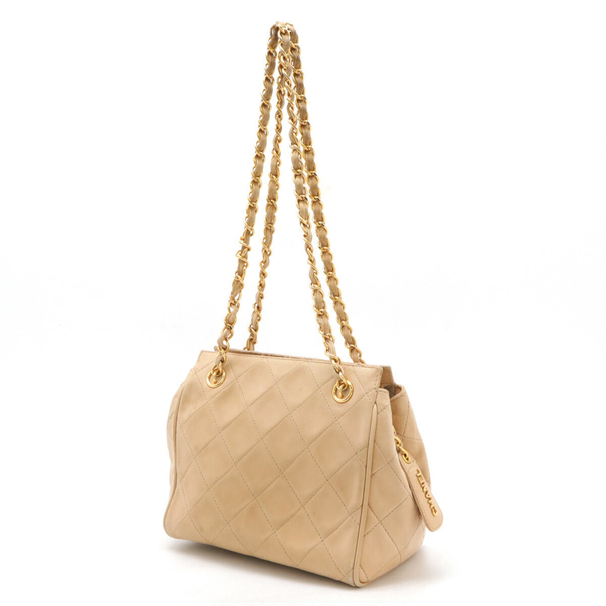 Chanel Leather Coco Mark Matelasse 2way Chain Bag Beige Gold Hardware Classic Flap