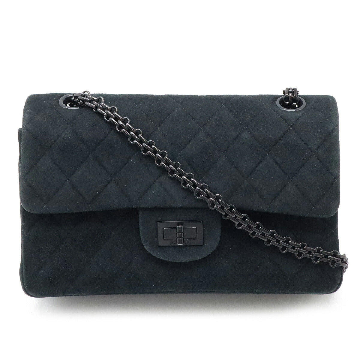 Chanel Suede 2.55 Matelassé Double Flap Chain Shoulder Bag A37586