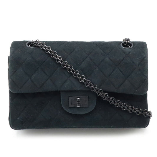 Chanel Suede 2.55 Matelassé Double Flap Chain Shoulder Bag A37586