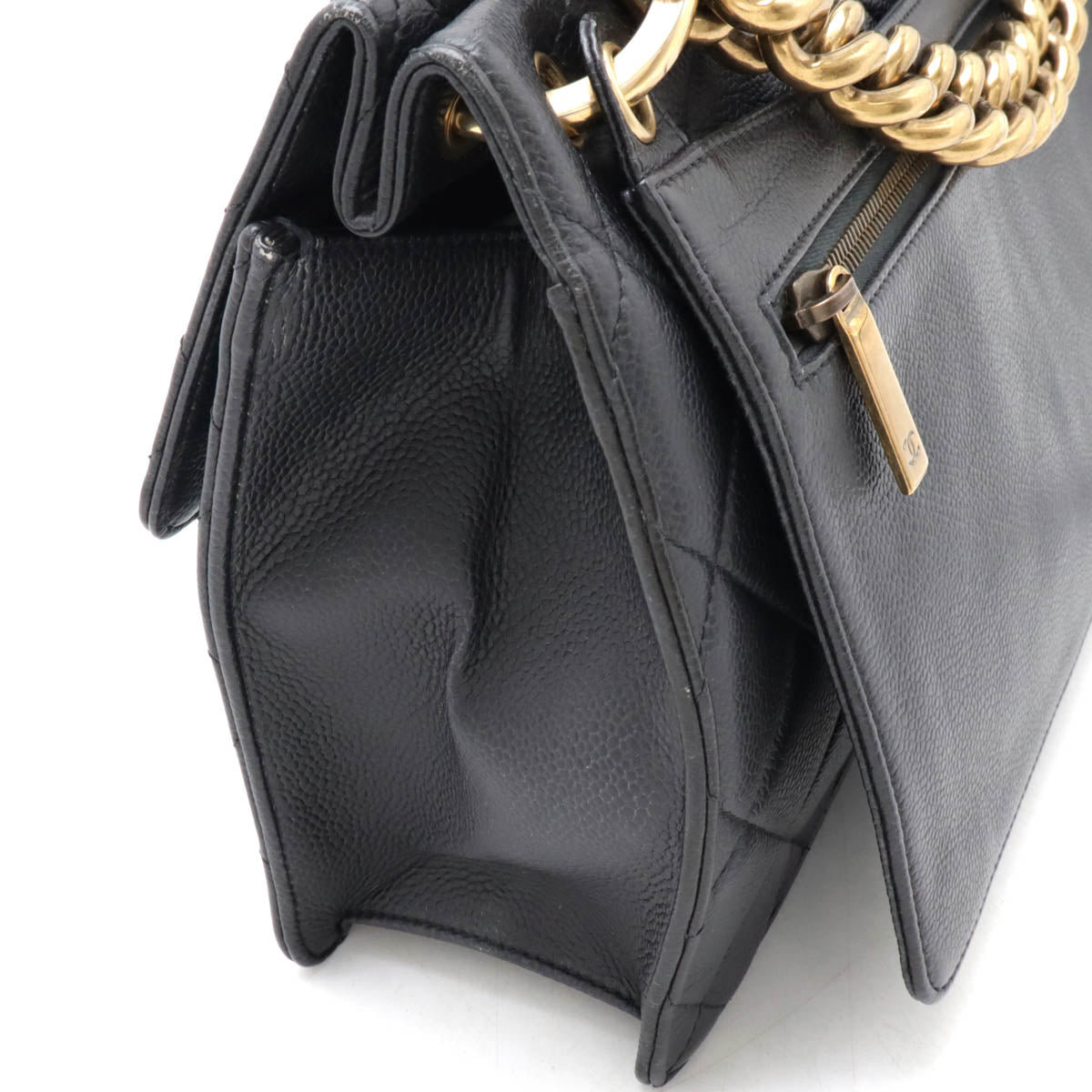 Chanel Caviar Skin Matelassé Coco Mark 2way Shoulder Bag Classic Flap