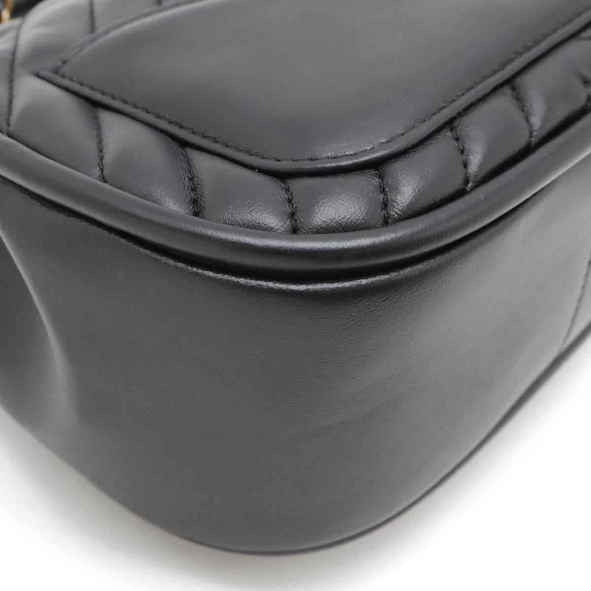 Chanel Chevron Coco Mark Top Handle 2way Chain Shoulder Bag Black Leather Classic Flap