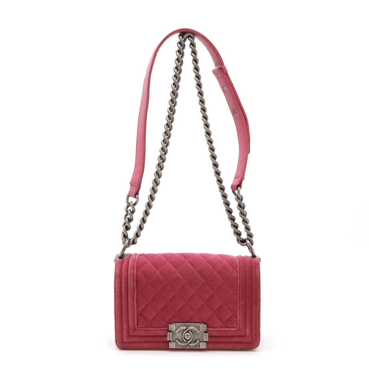 Chanel Velour/Leather Boy Chanel Shoulder Bag Classic Flap