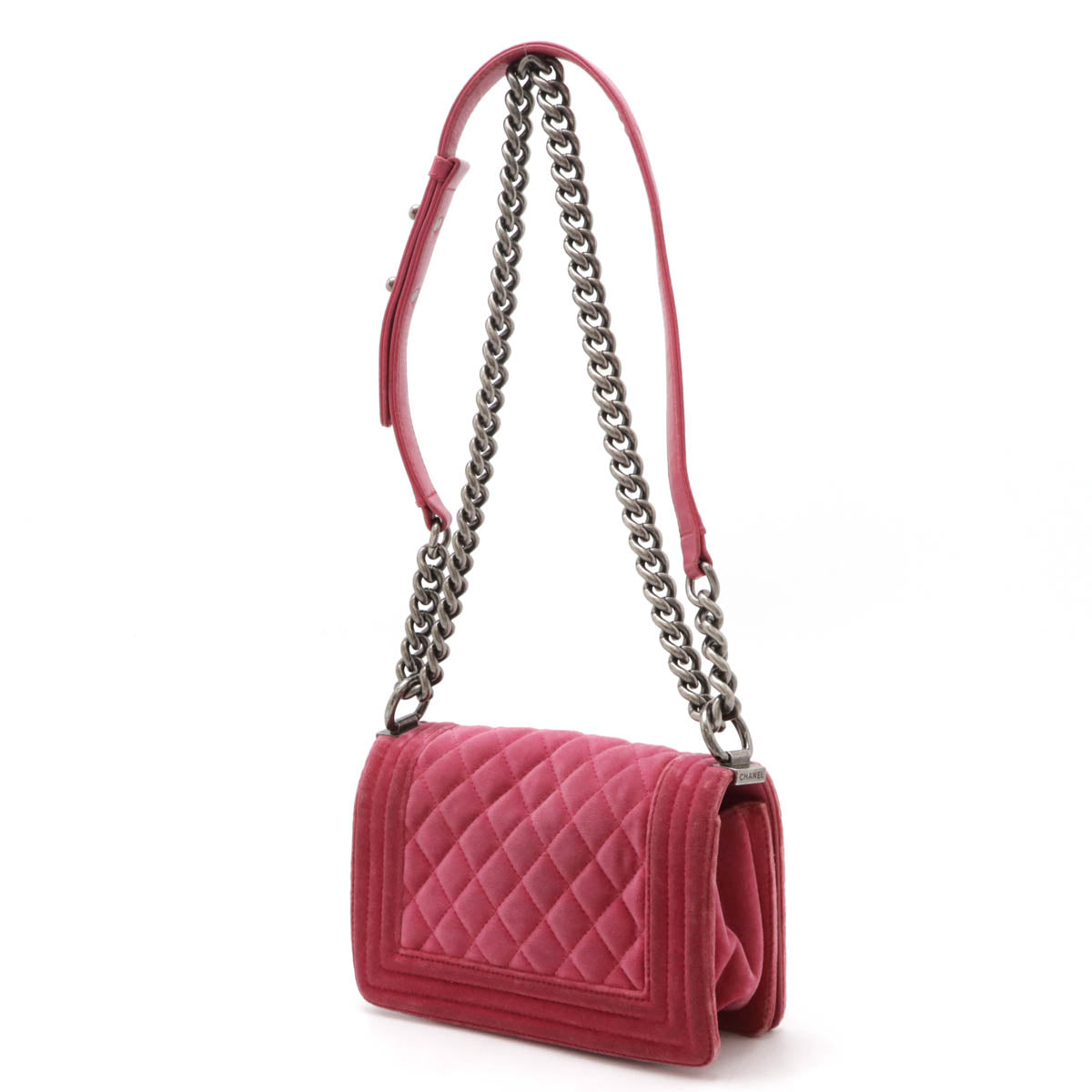 Chanel Velour/Leather Boy Chanel Shoulder Bag Classic Flap