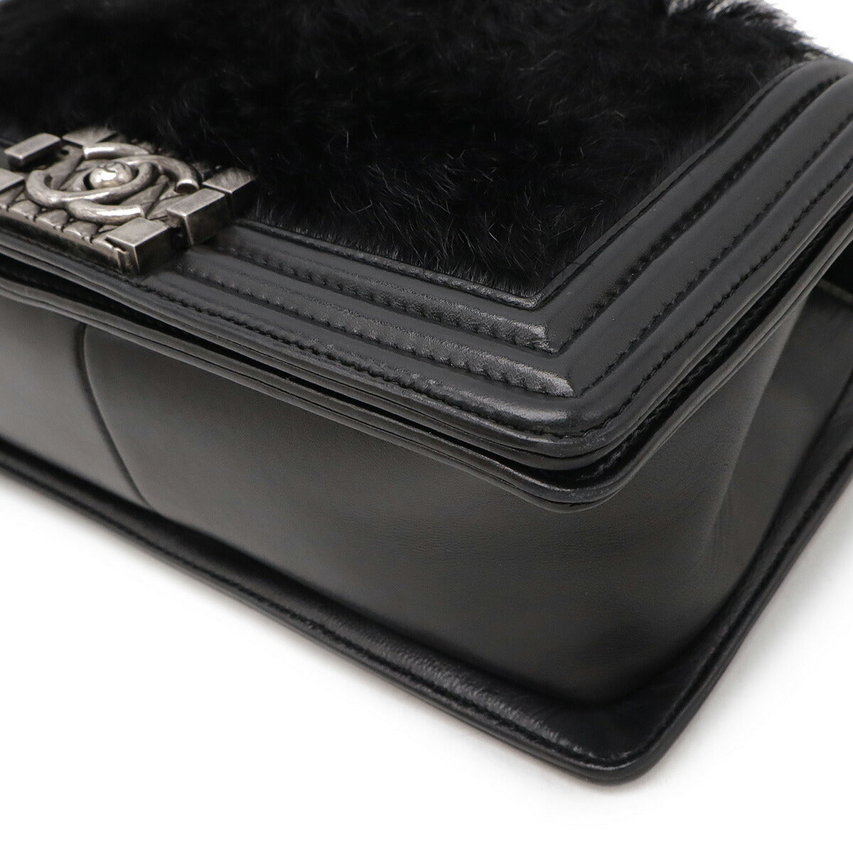 Chanel Lambskin Fur Boy Chanel Shoulder Bag Classic Flap