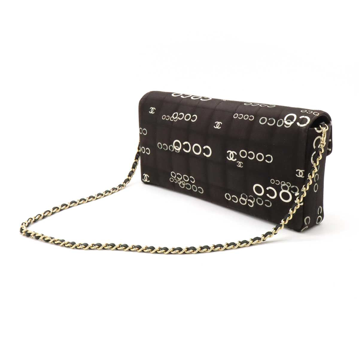 Chanel Canvas COCO Print Choco Bar Chain Shoulder Bag Classic Flap