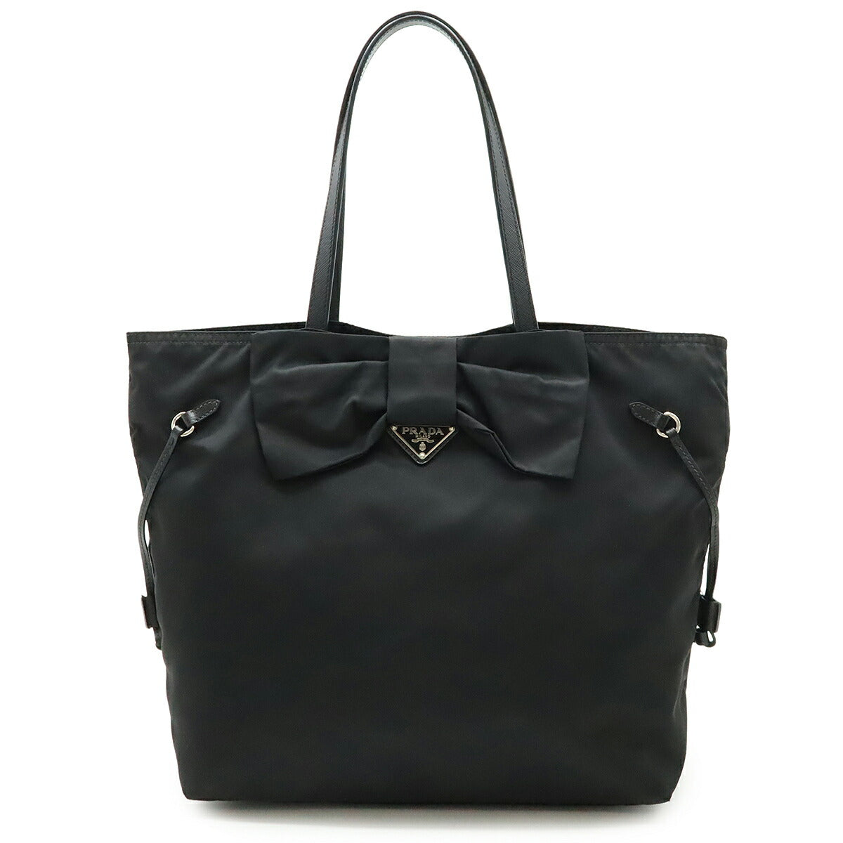 Prada Ribbon Motif Nylon Saffiano Leather 2way Bag