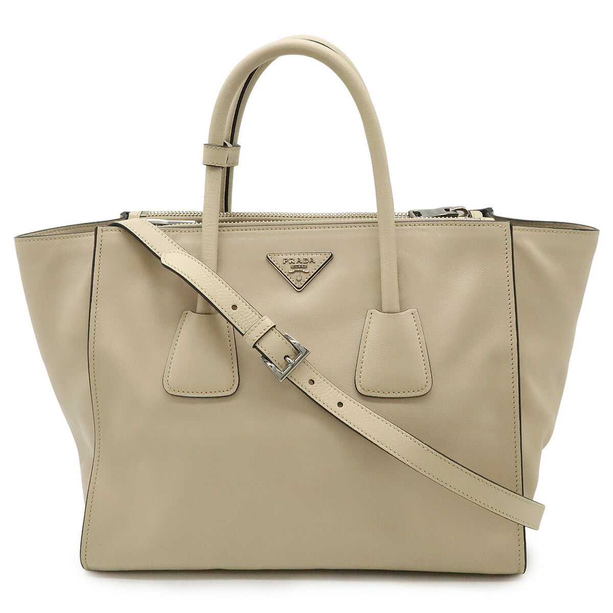 Prada Triangle Logo Leather 2way Bag