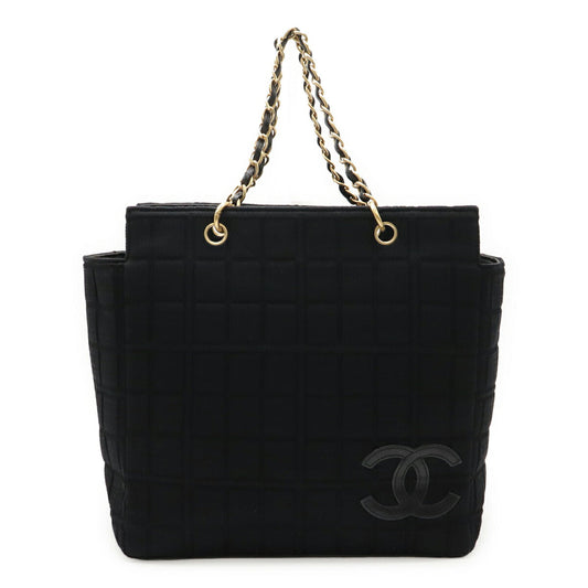 Chanel Choco Bar Cotton Jersey Leather 2way Shoulder Bag