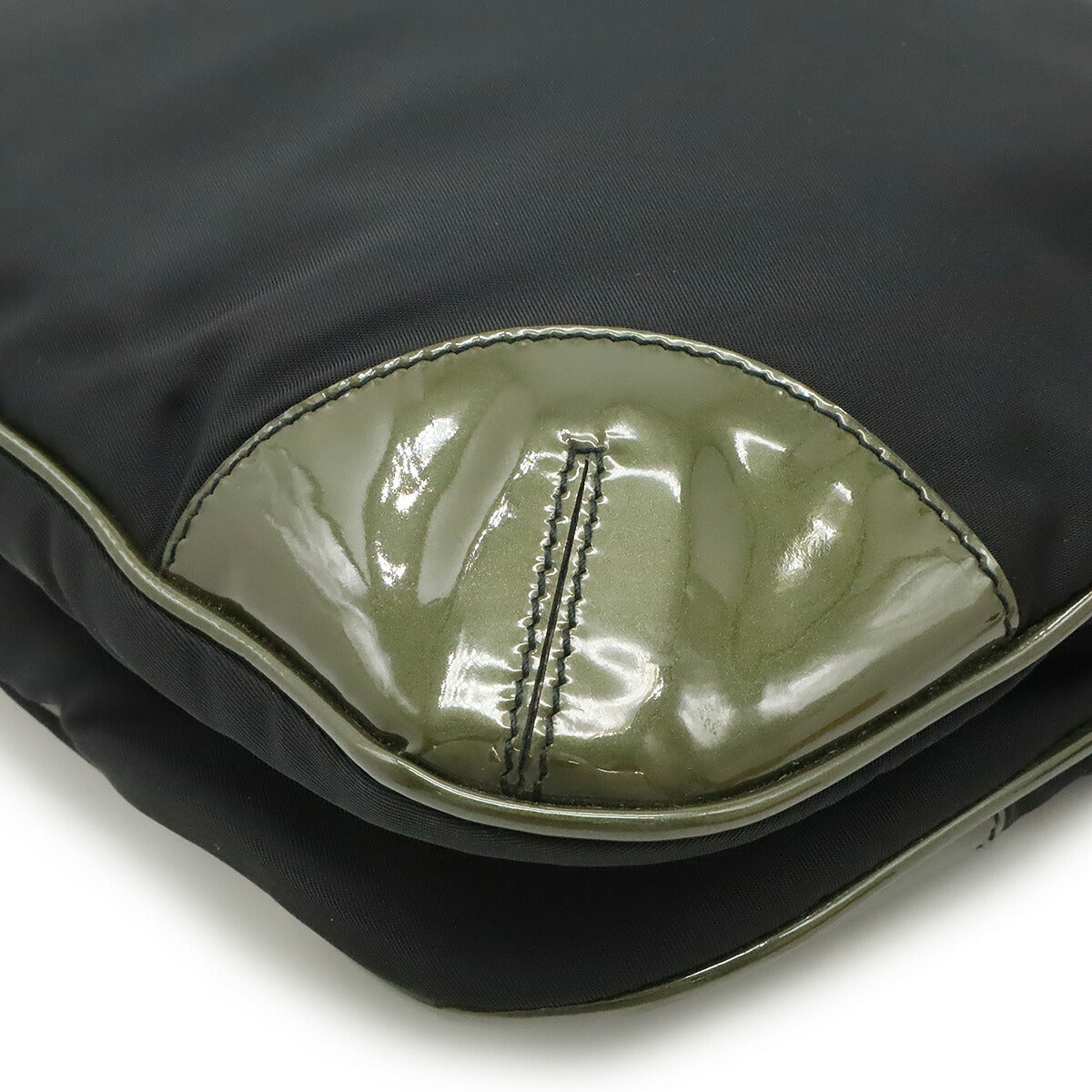Prada Triangle Logo Nylon Patent Leather Shoulder Bag