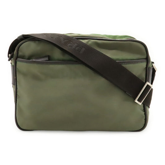 Prada Logo Jacquard Nylon Leather Shoulder Bag