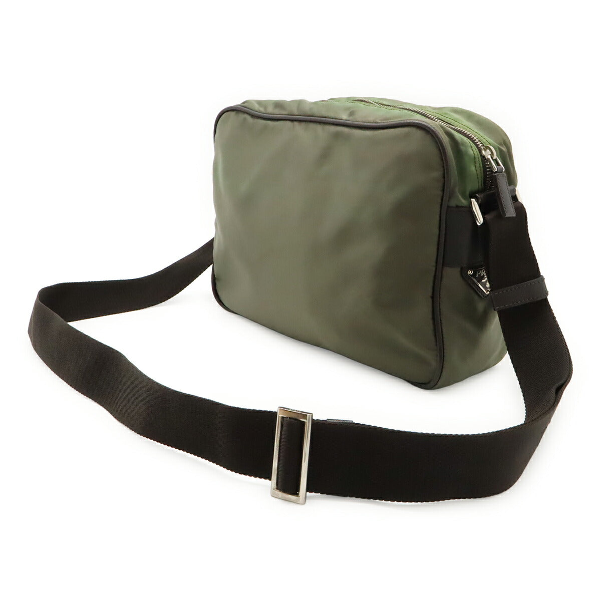 Prada Logo Jacquard Nylon Leather Shoulder Bag