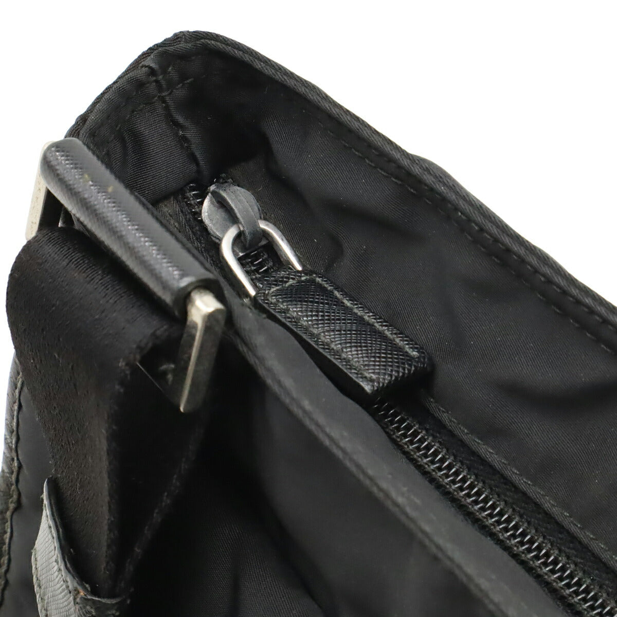 Prada Logo Jacquard Nylon Leather Shoulder Bag