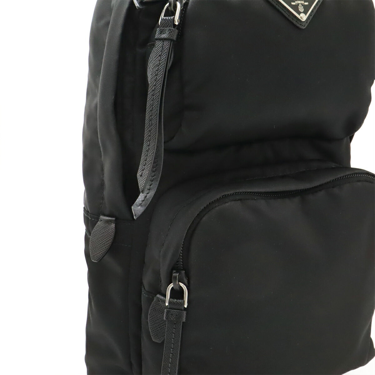 Prada Triangle Logo Nylon Leather Shoulder Bag