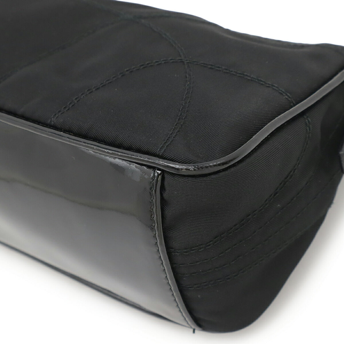 Prada Triangle Logo Nylon Patent Leather Pouch