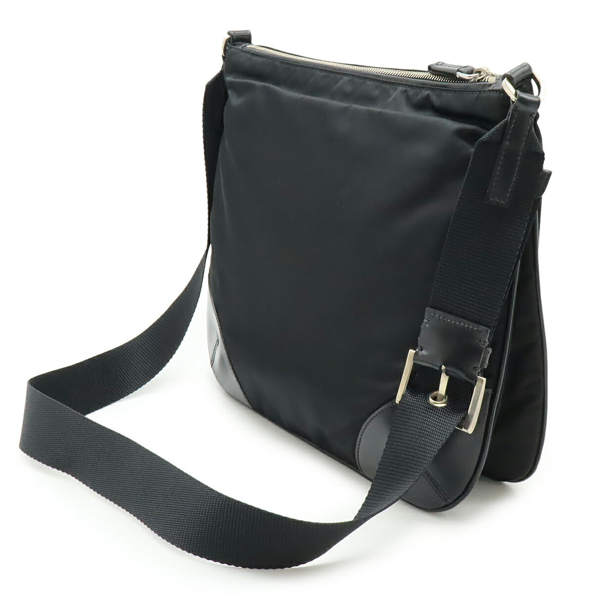 Prada Triangle Logo Nylon Leather Shoulder Bag