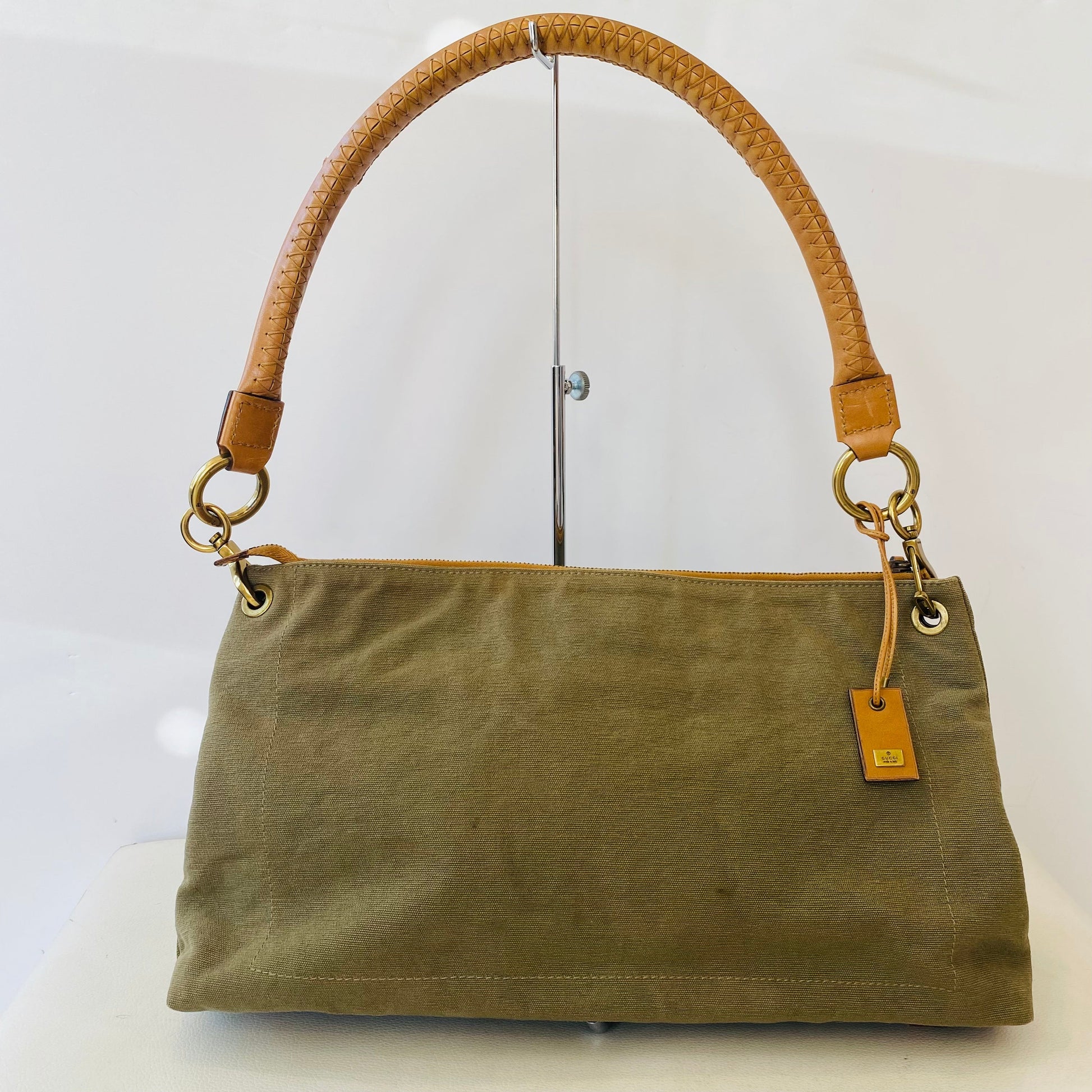 Gucci Leather Canvas Shoulder Bag Style 25