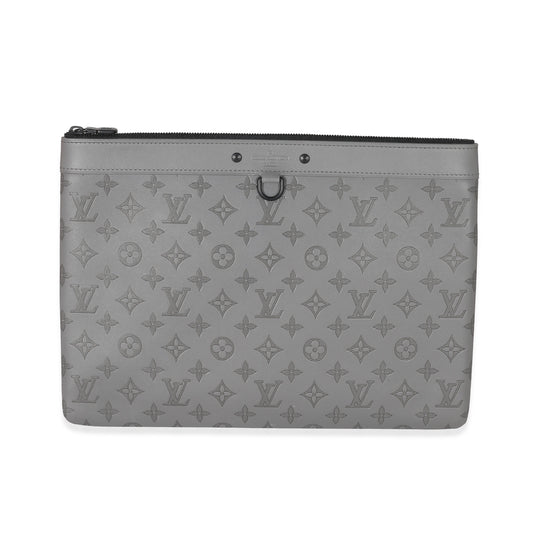Louis Vuitton Charcoal Grey Monogram Shadow Discovery Pouch GM