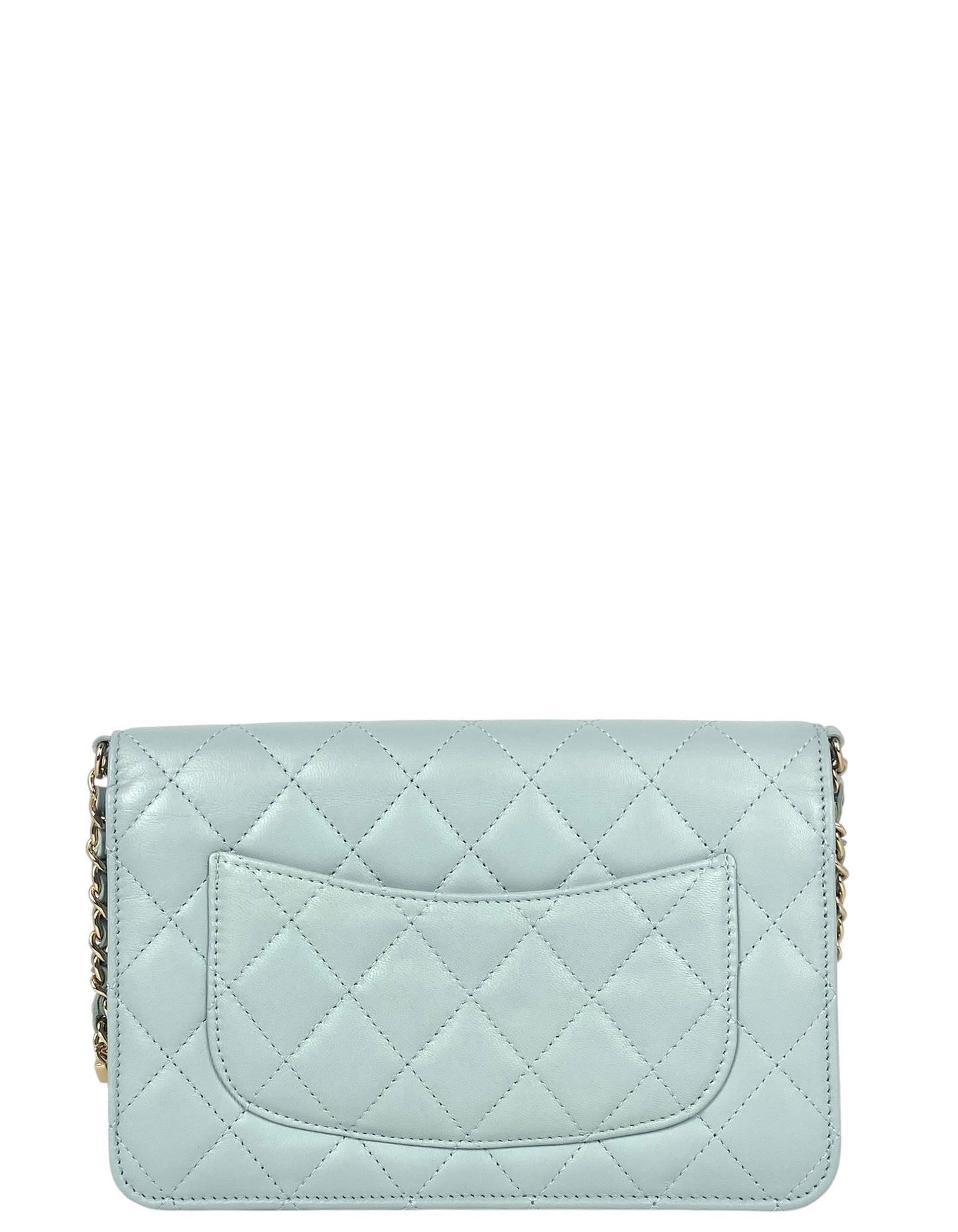 Chanel Light Blue Lambskin Pearl WOC Crossbody