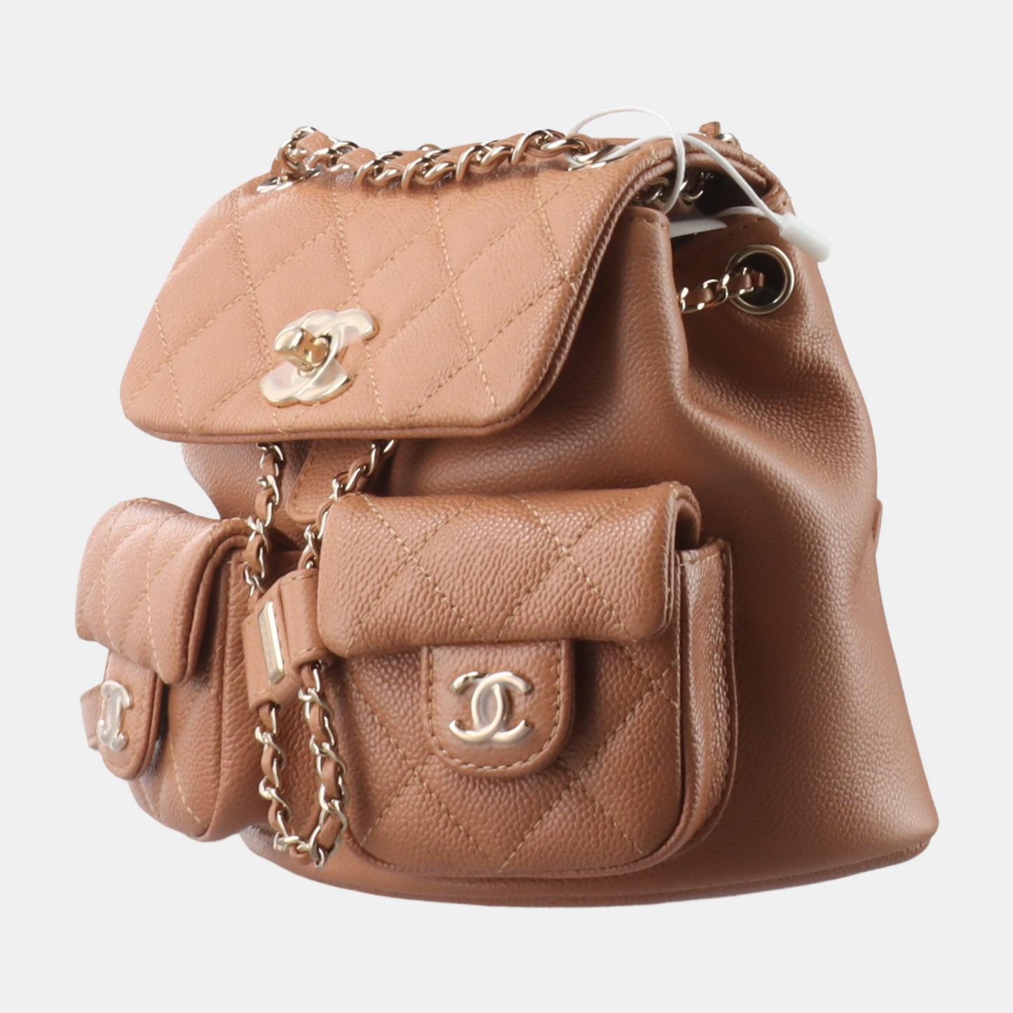 Chanel 23P Small Duma Backpack Caramel Tan Caviar Leather