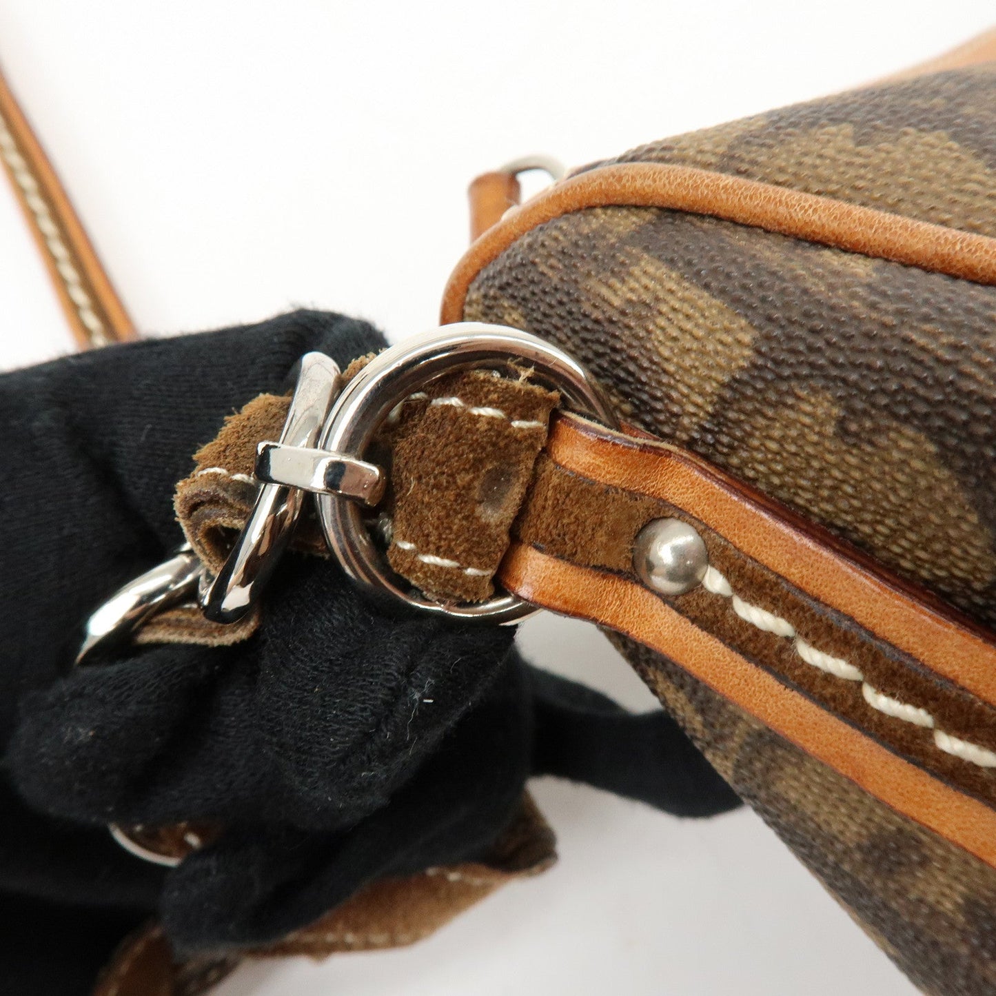 Christian Dior Romantic Trotter PVC Leather Shoulder Bag Brown