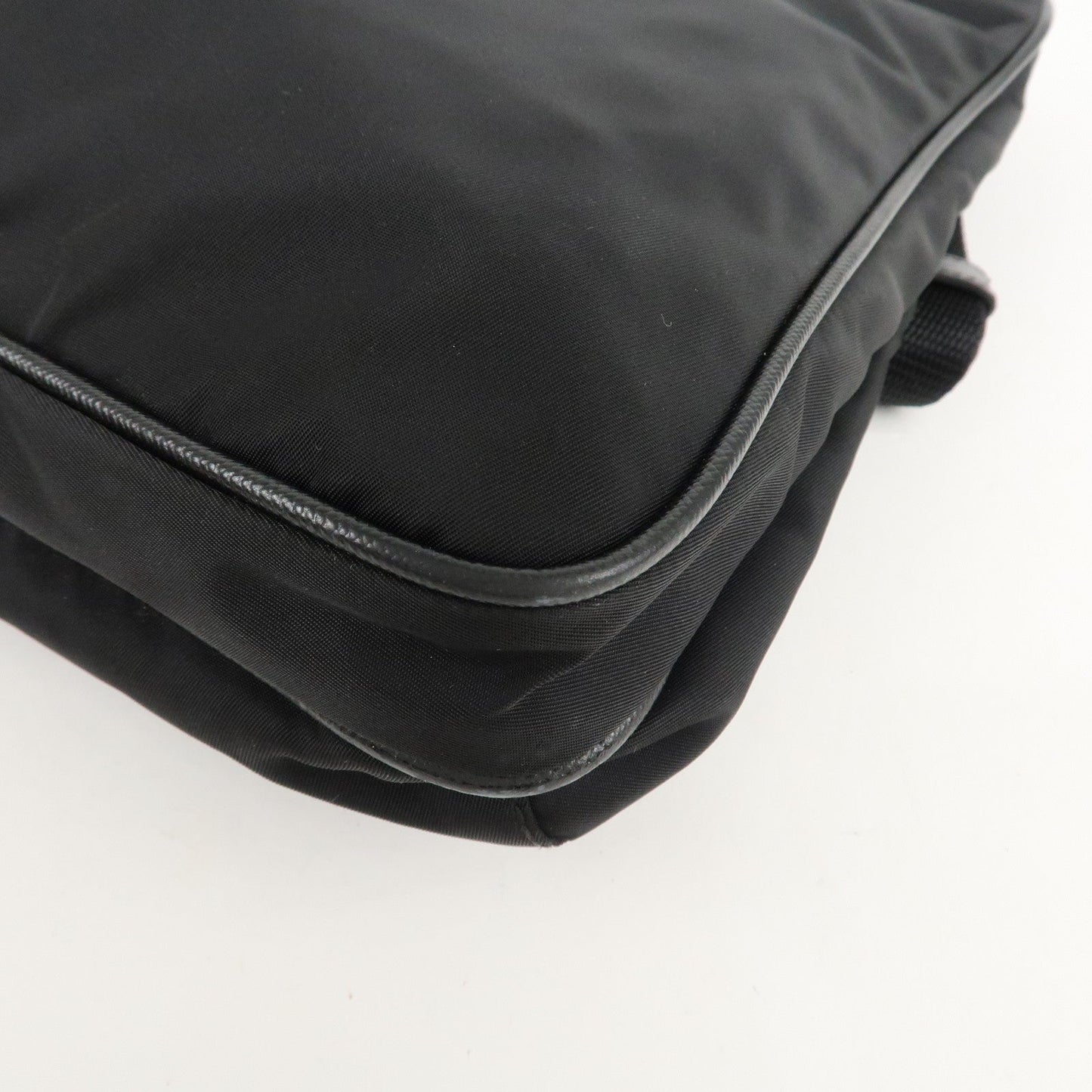 PRADA Logo Nylon Leather Shoulder Bag Crossbody Bag Black