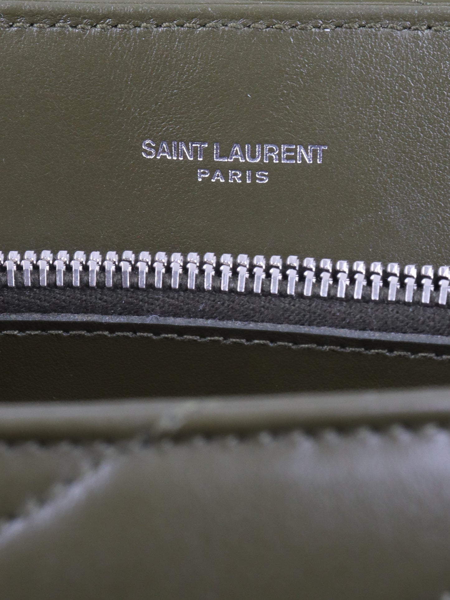 Saint Laurent Khaki Medium Loulou Bag.
