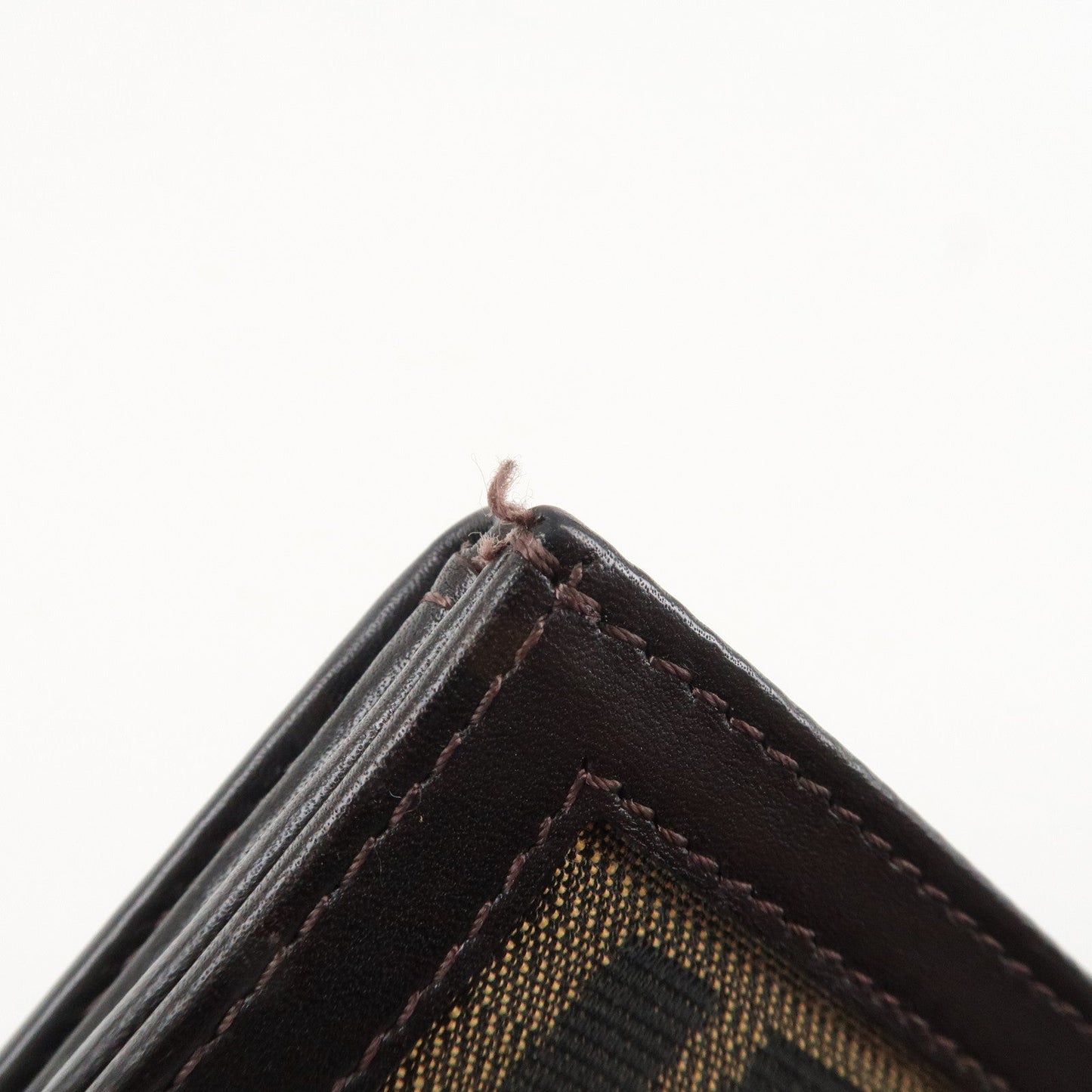 FENDI Zucca Canvas Leather Long Bi-fold Wallet Brown 8M0032