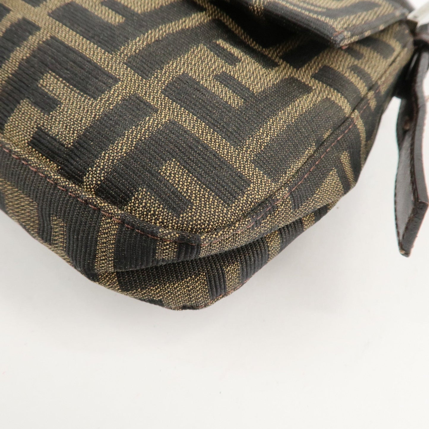 FENDI Mamma Bagguette Zucca Canvas Leather Shoulder Bag 26424