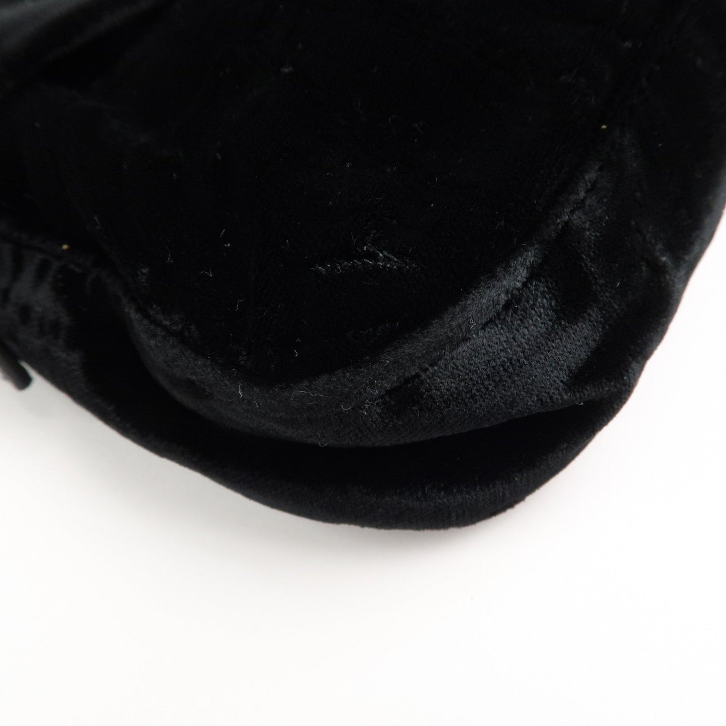 FENDI Mamma Baguette Polyester Leather Shoulder Bag Black 8BR000