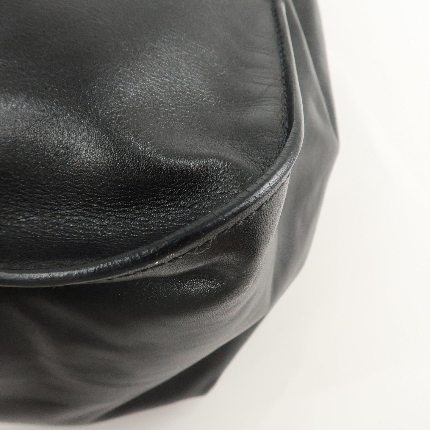 PRADA Leather Tote Bag Shoulder Bag Black BR3616