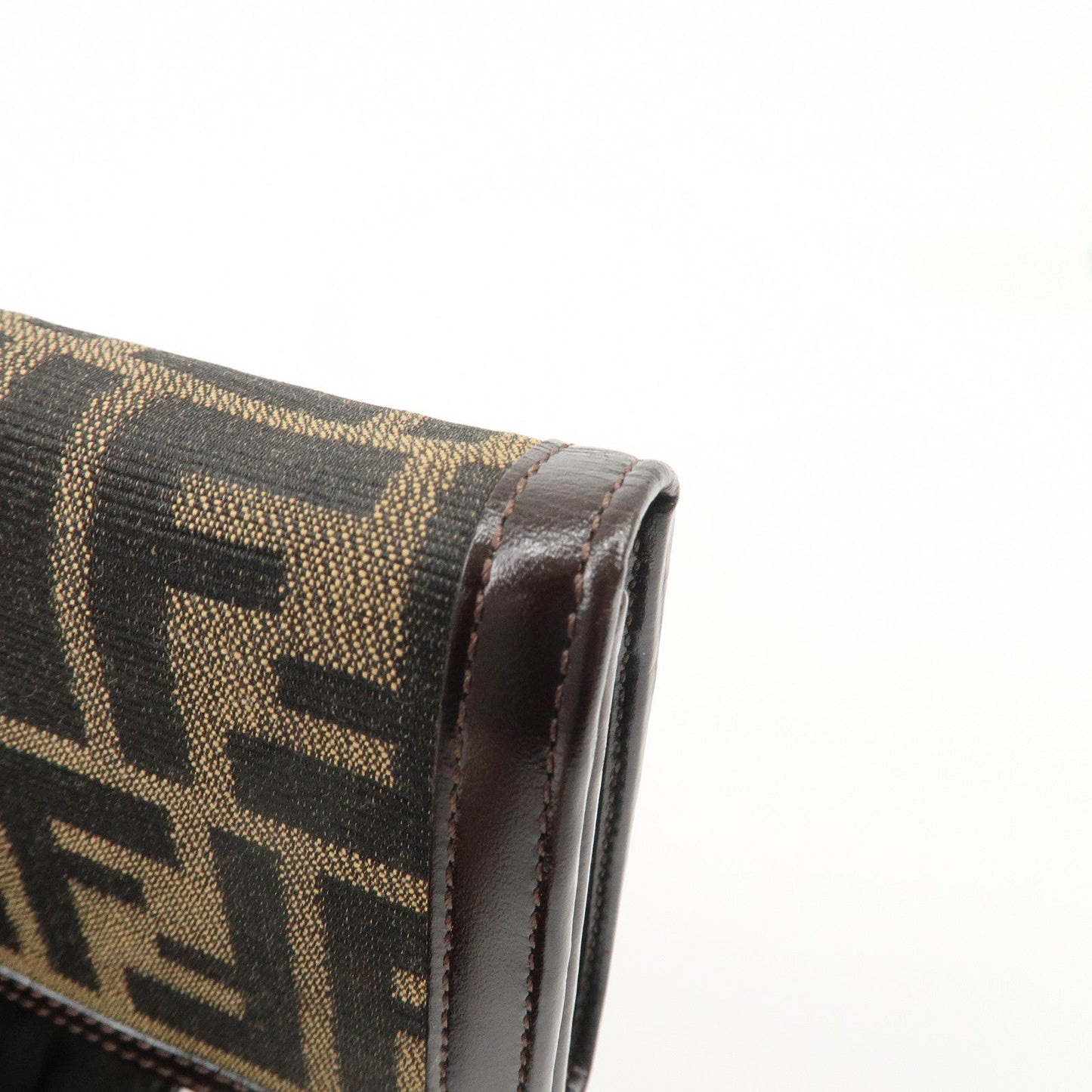 FENDI Zucca Print Canvas Leather Long Wallet Brown 30851