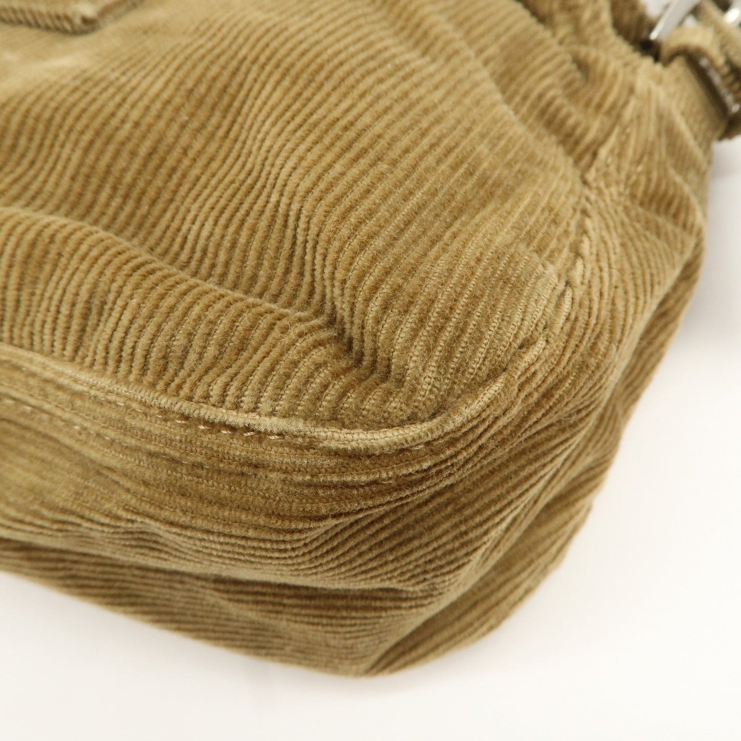 FENDI Mamma Baguette Corduroy Shoulder Bag Khaki 26725