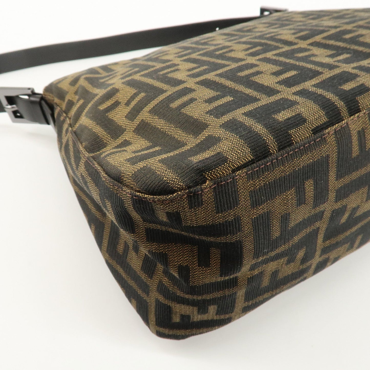 FENDI Mamma Baguette Zucca Canvas Leather Shoulder Bag 8BR001