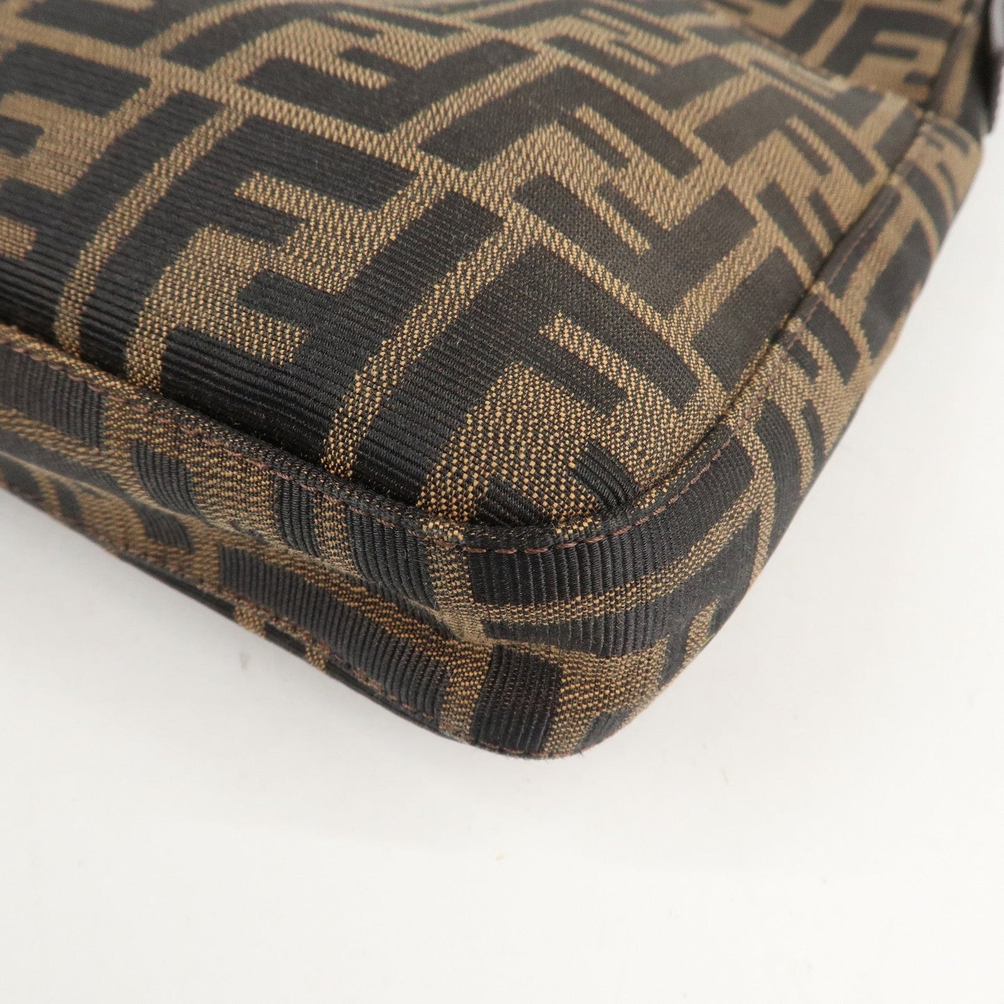 FENDI Zucca Canvas Leather Shoulder Bag Brown 26569