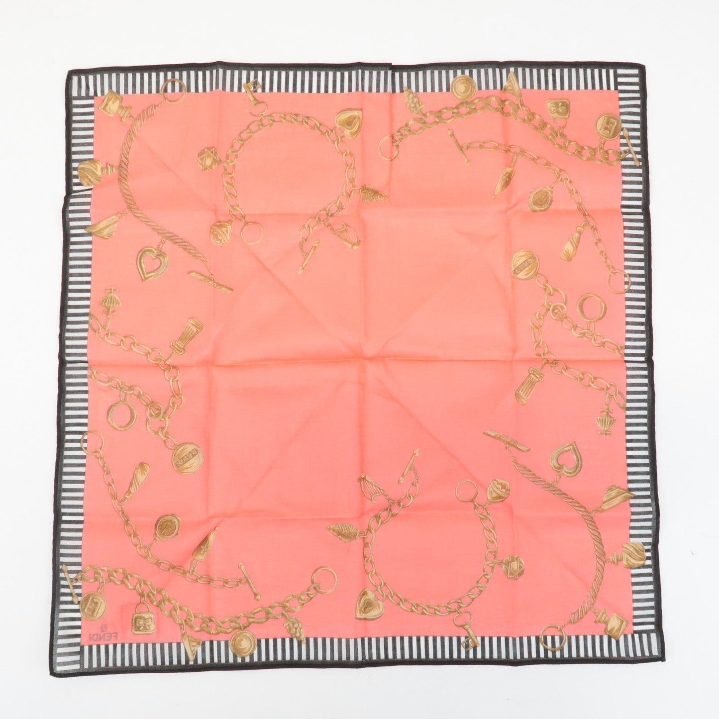 FENDI Set of 5 Cotton 100% Handkerchief Red Pink Brown Beige White