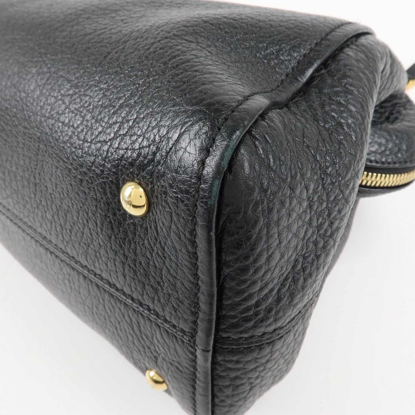 FENDI Chameleon Leather 2WAY Bag Hand Bag Black 8BL114