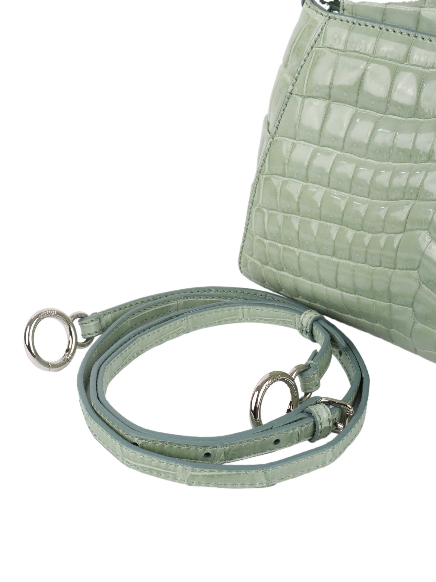 Fendi Peekaboo Crocodile Mini Mint Green