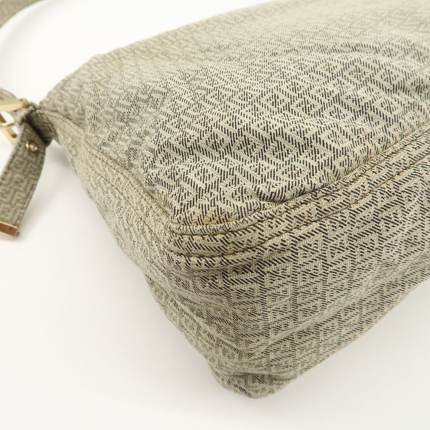 FENDI Mamma Baguette Micro FF Canvas Shoulder Bag Gray 8BR001