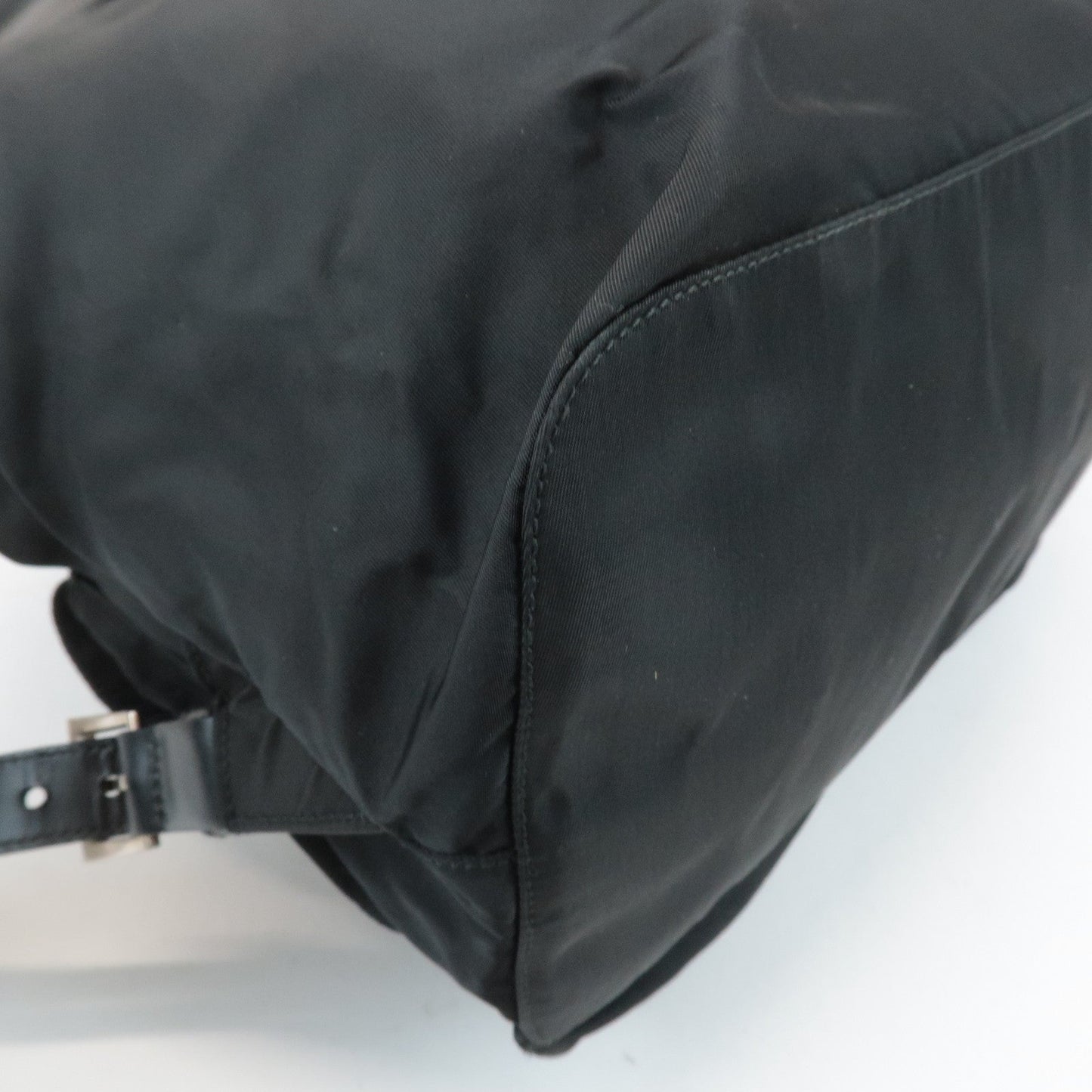 PRADA Triangle Logo Nylon Leather Back Pack Ruck Sack Black B2811