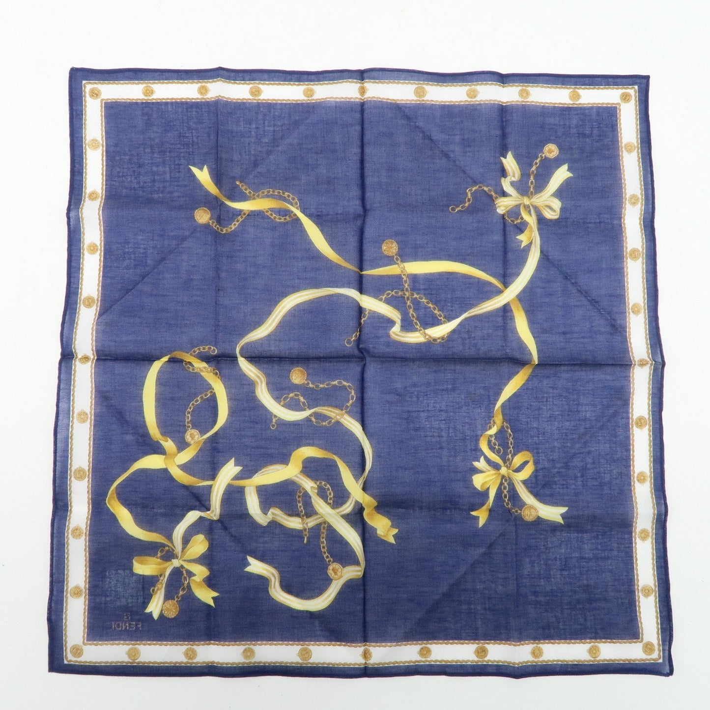 FENDI Set of 5 Cotton 100% Handkerchief Brown Beige Yellow White
