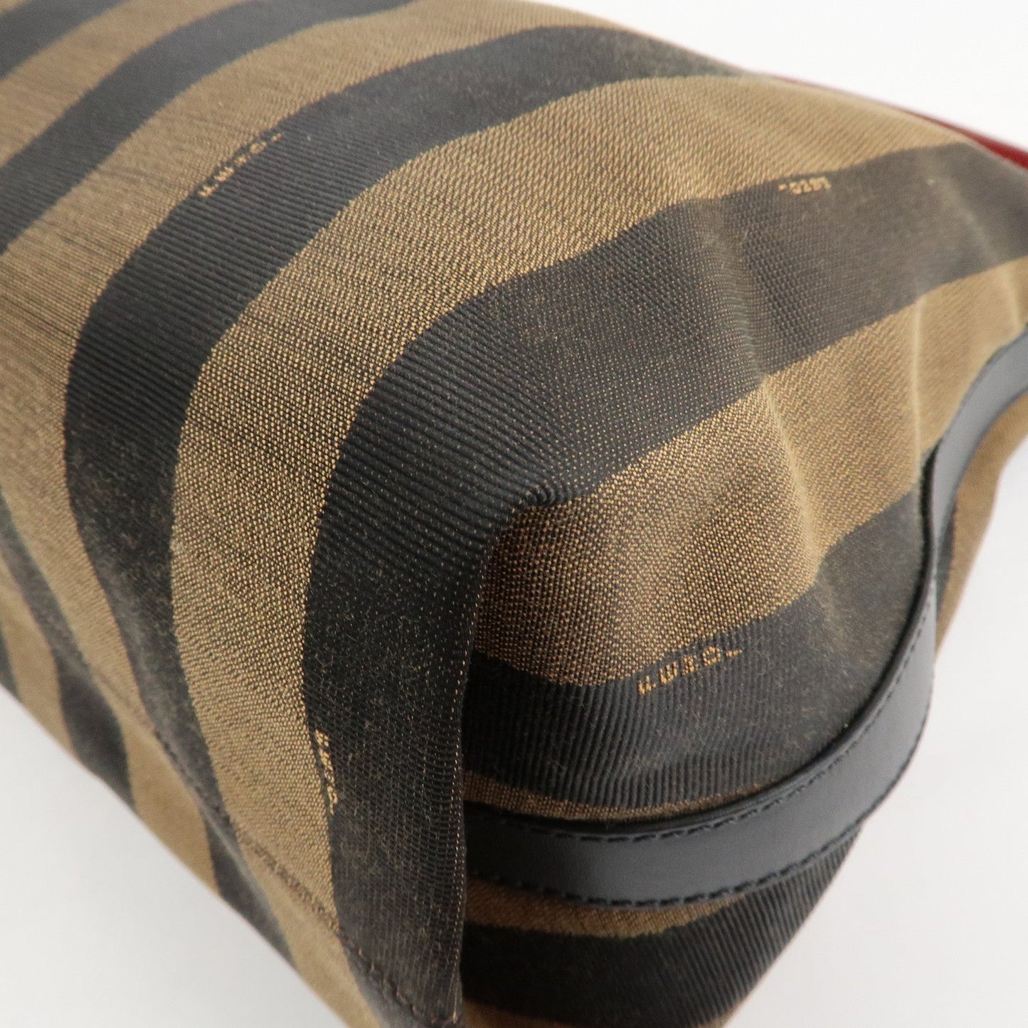 FENDI Pequin Canvas Leather Shoulder Bag Beige Black Brown 8BR653