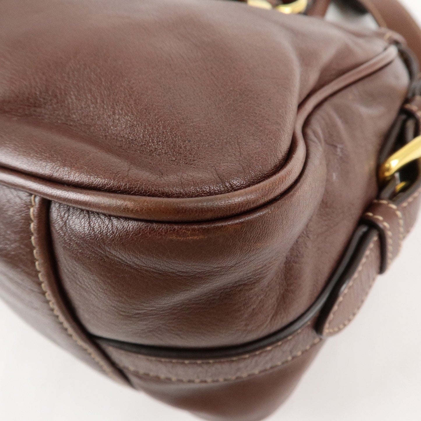 PRADA Leather 2Way Bag Shoulder Bag Hand Bag Brown BN1904