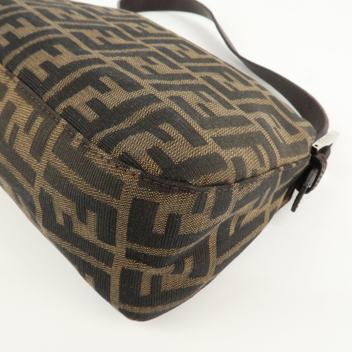 FENDI Zucca Canvas Leather Shoulder Bag Brown Black 26725