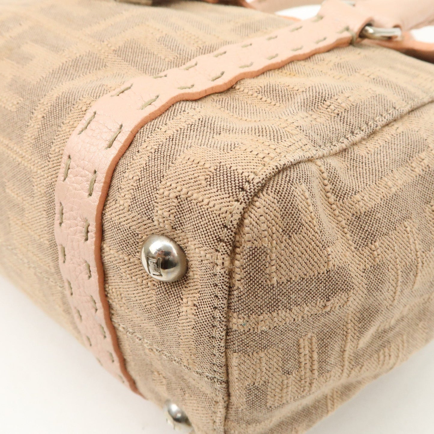 FENDI Zucca Selleria Leather Mini Linda Hand Bag Pink 8BR486