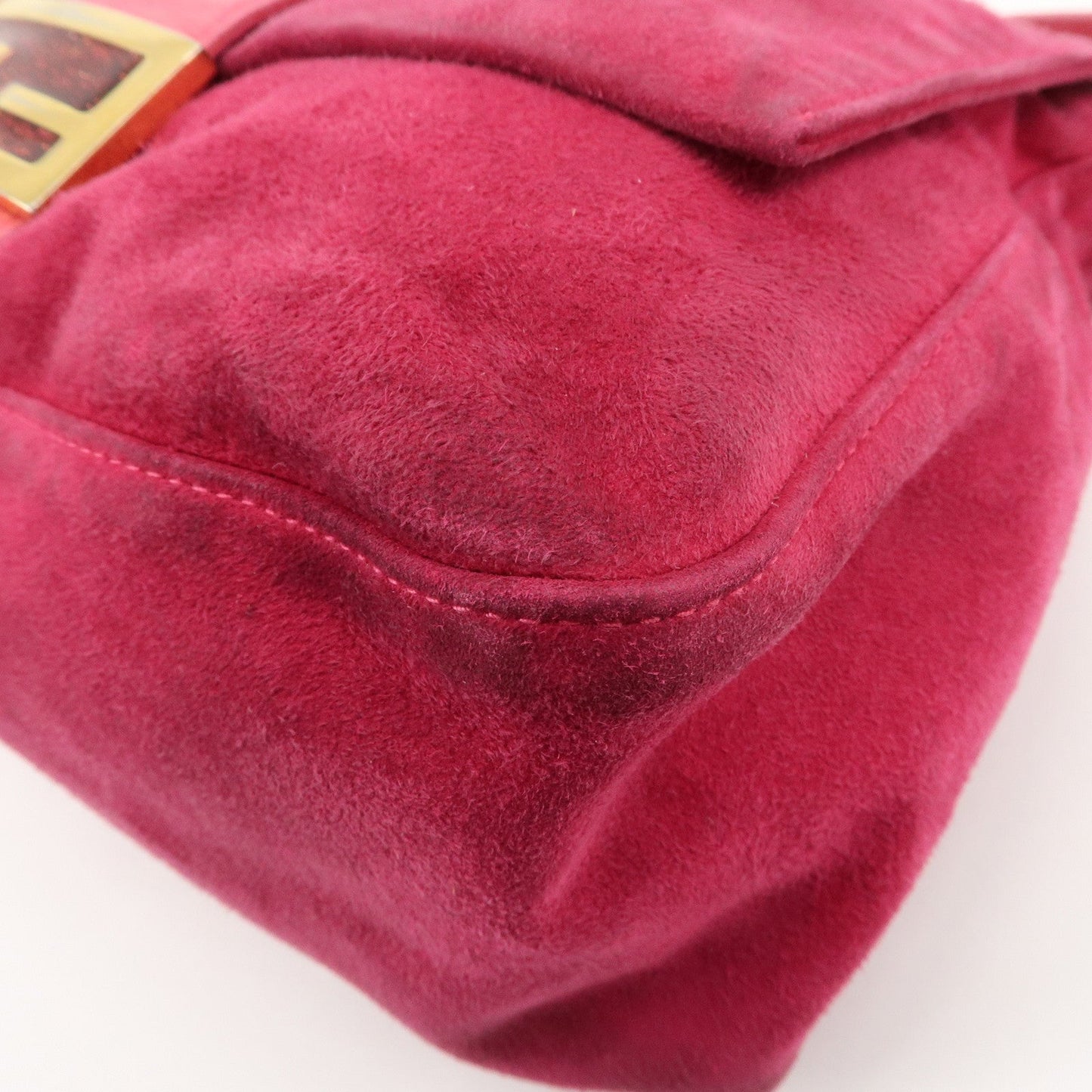 FENDI Mamma Baguette Suede Leather Shoulder Bag 26325