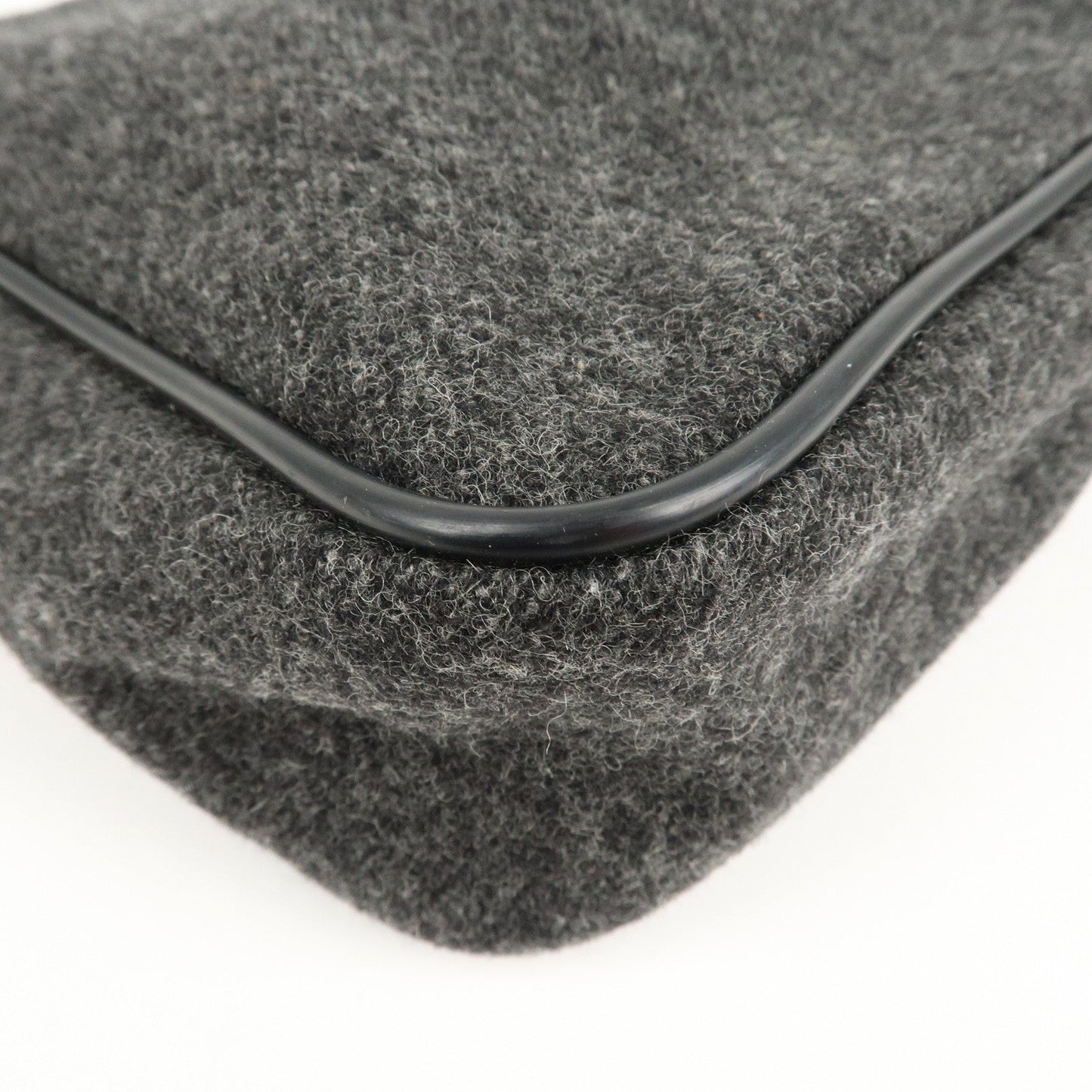 PRADA Felt Leather Shoulder Bag Hand Bag Gray Black