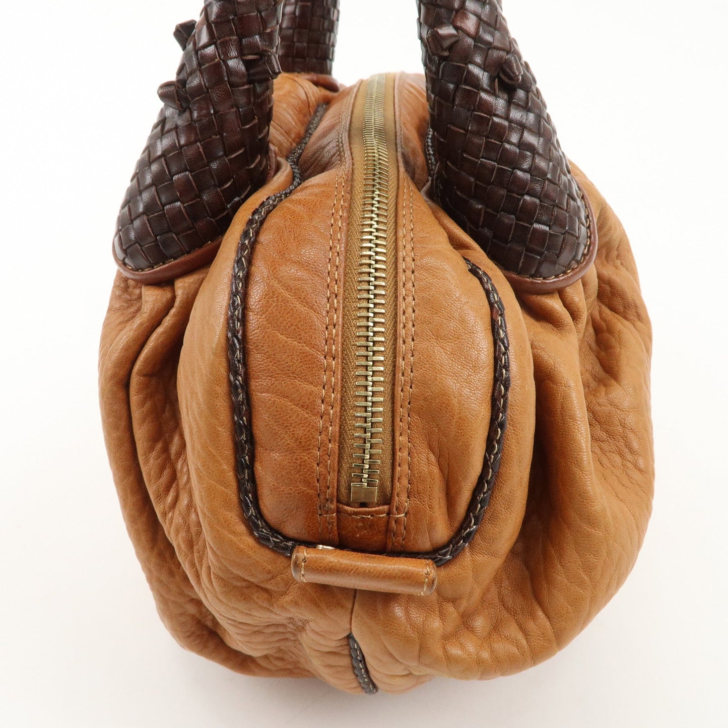 FENDI Leather Mini Spy Bag Hand Bag Brown Dark Brown 8BL078