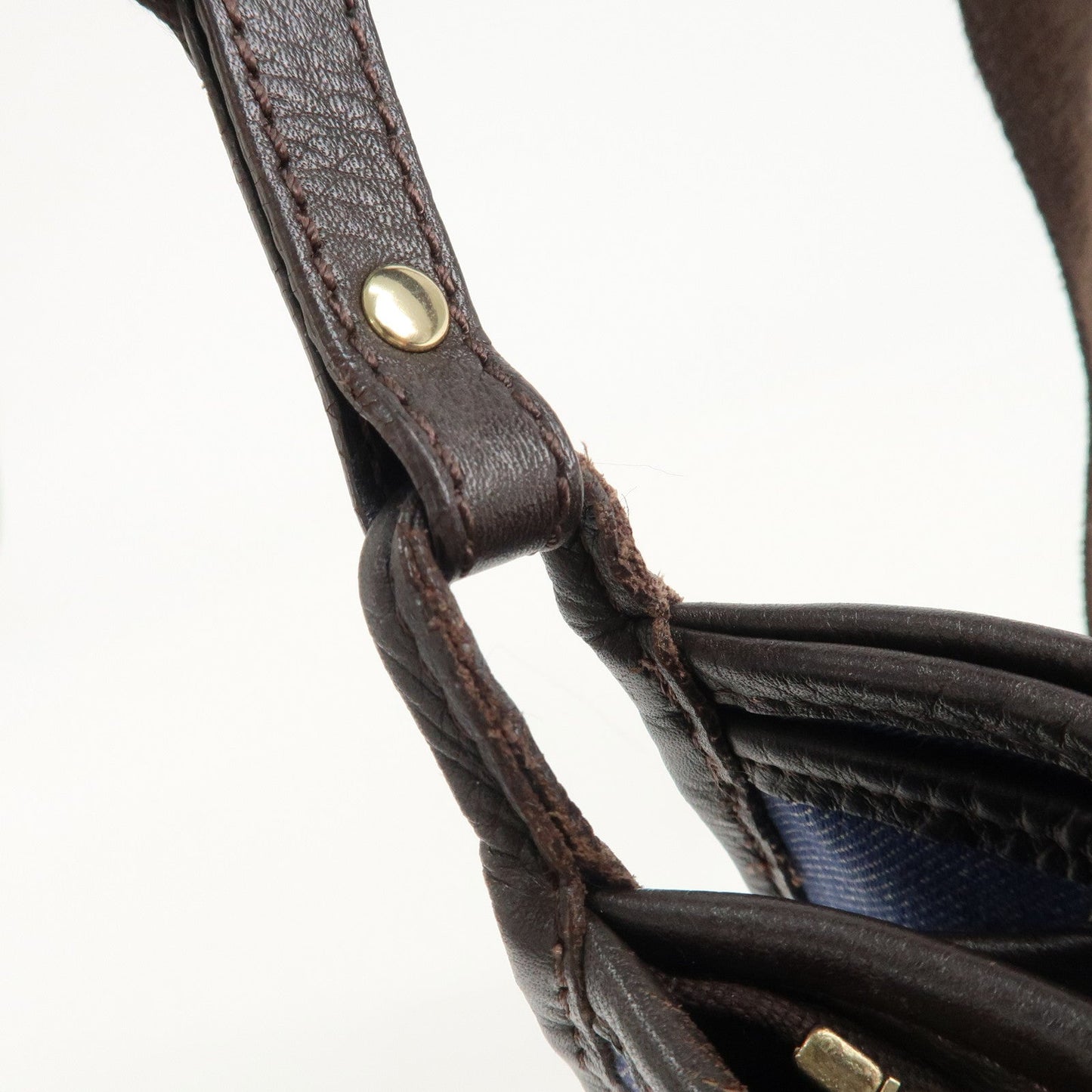 FENDI Zucca Denim Leather Shoulder Bag Cross Body Bag 8BT034