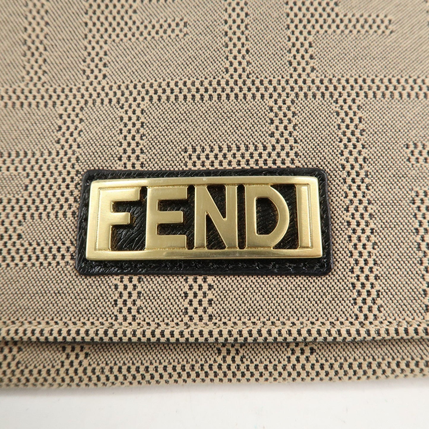 FENDI Zucca Print Canvas Leather Long Wallet Brown 8M0000