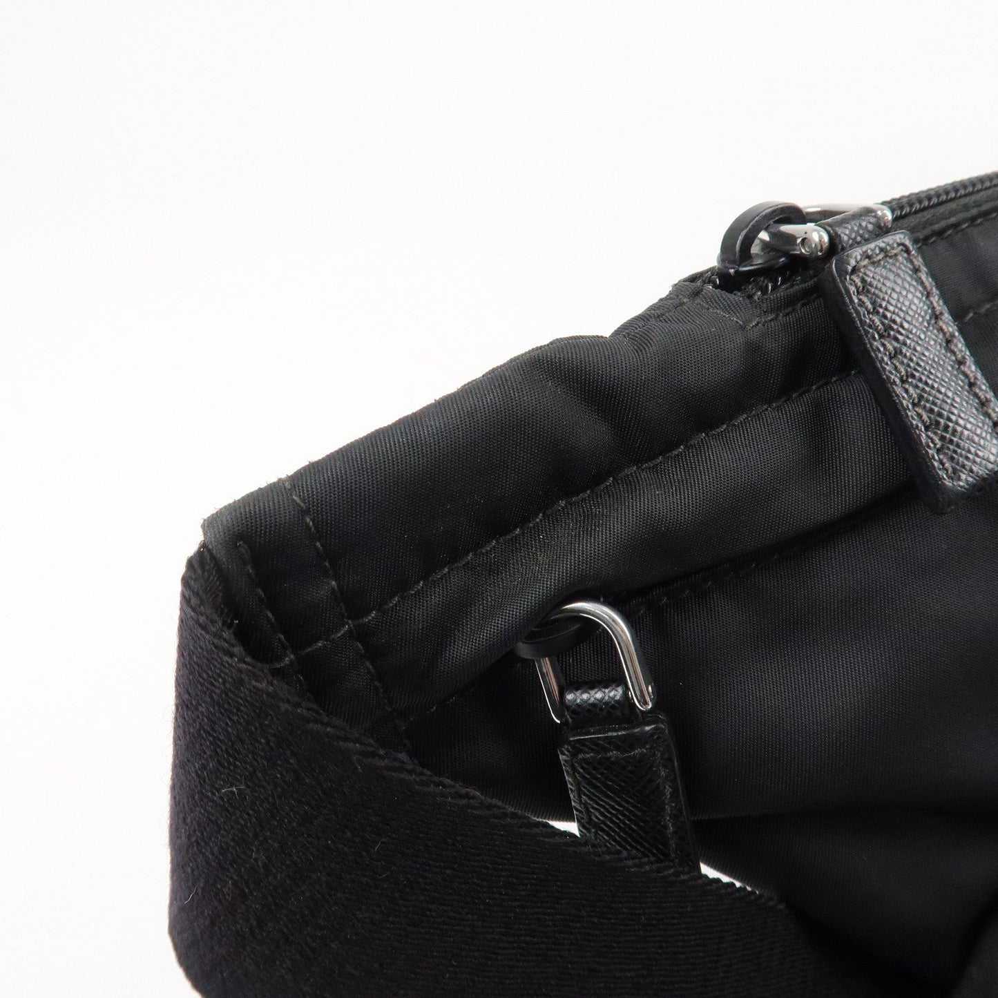 PRADA Logo Nylon Leather Waist Bag Crossbody Bag Black